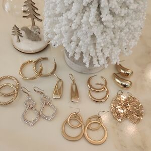 8 Pair Bundle! Elegant Gold Tone Earrings Lot! You Get All 8 Pairs!